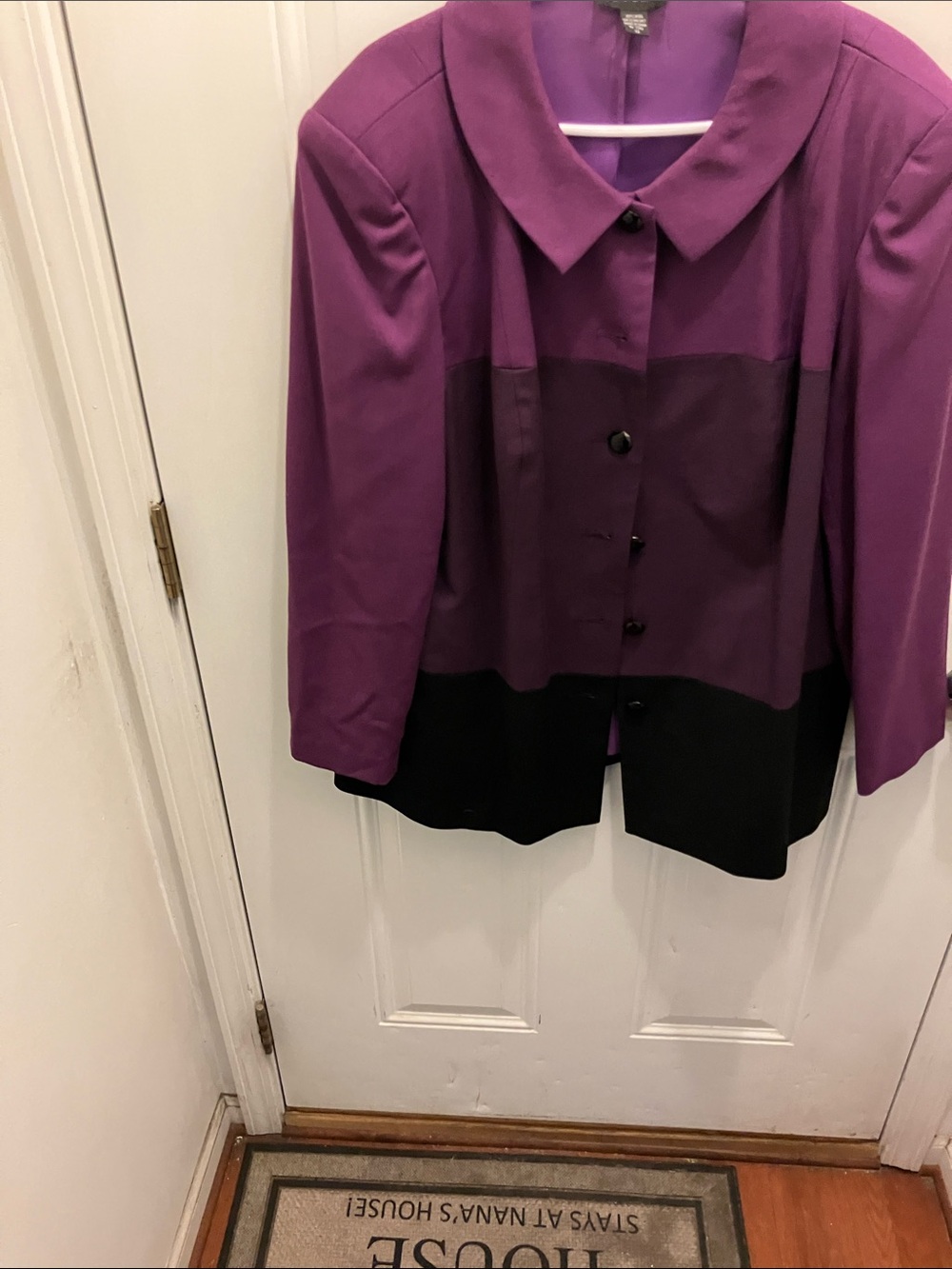 Purple Colorblock Women's Jacket - Elegant Button Front